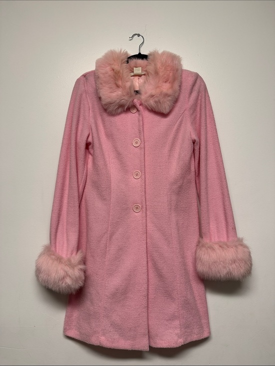 Jackets & Blazers - Pink Faux Fur Trim Coat